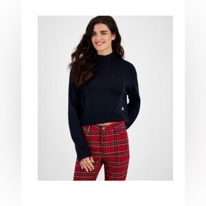 NWT Tommy Jeans Women's Cropped Mock-Neck Sweater
